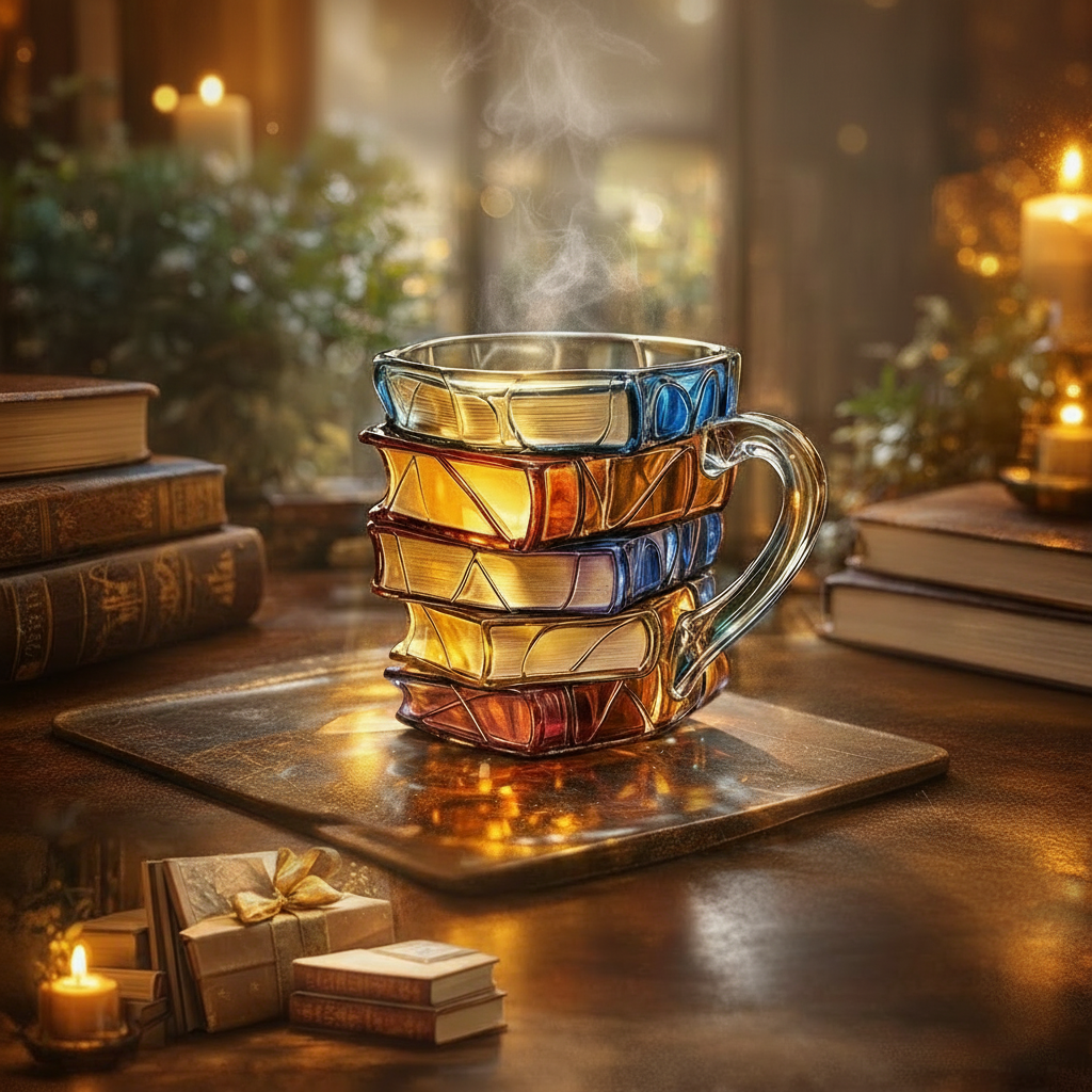 Koffiemok Boekontwerp 3D Glazen Mok Literair Decor