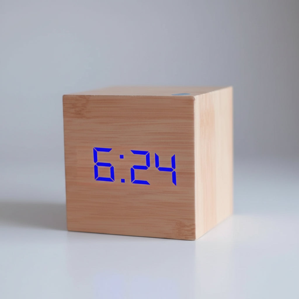 Compact Mini LED Digital Alarm Clock Adjustable Brightness Night Mode 8