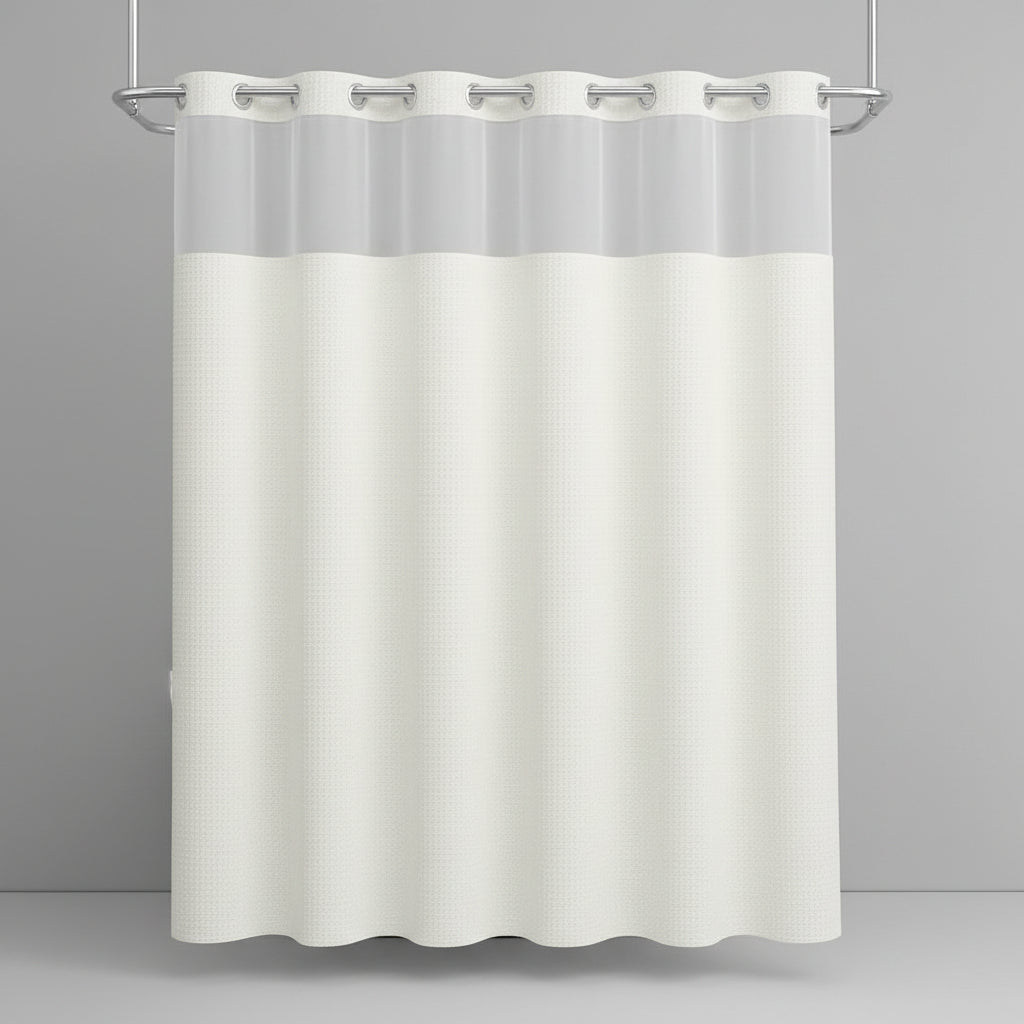 Cortina de Banho Sem Ganchos Forro Impermeável Janela de Privacidade