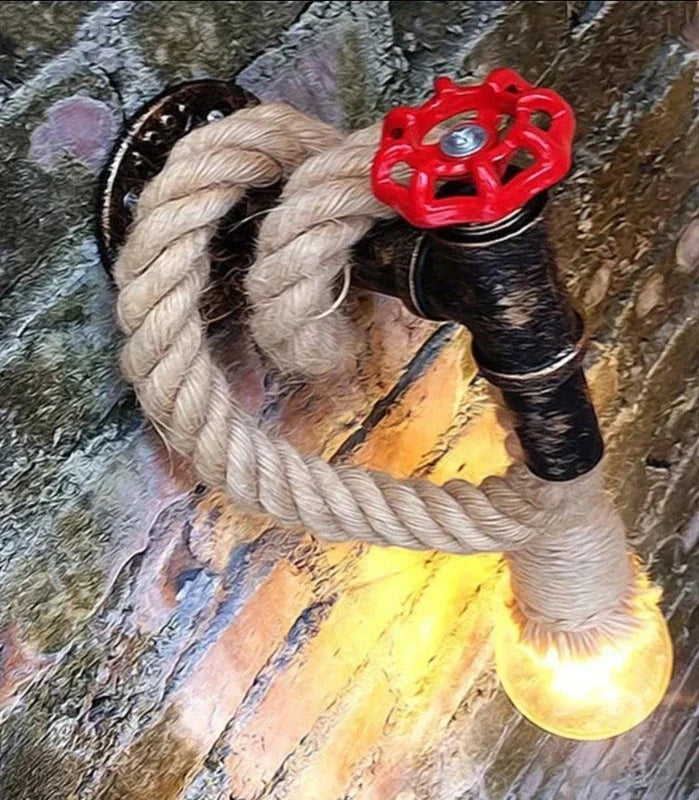 RusticGlow – Hemp Rope Wall Lamp in Industrial Style – Vintage Wall Lighting