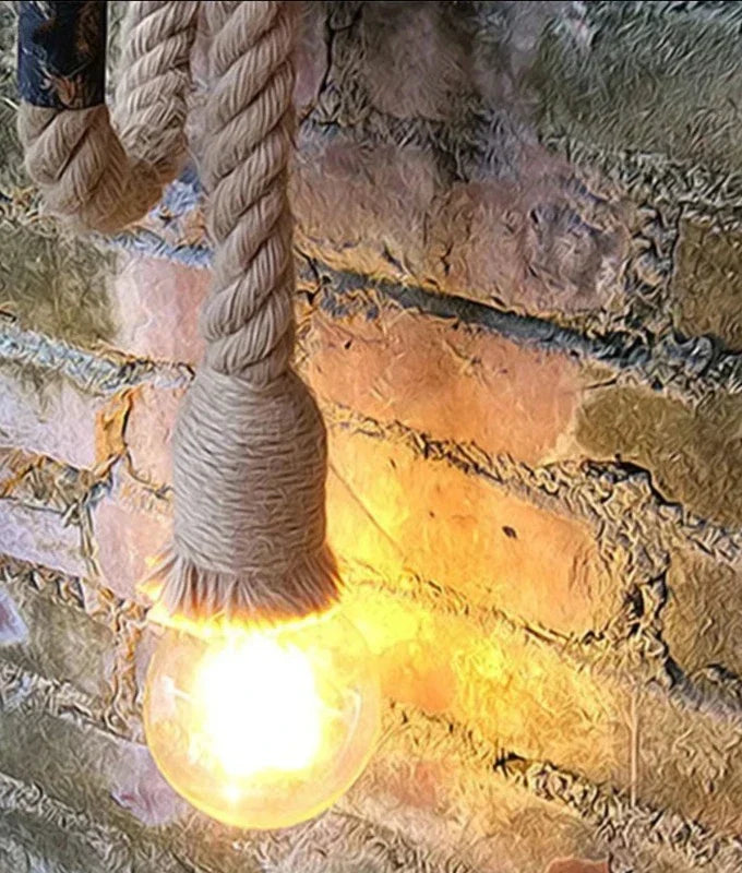 RusticGlow – Hemp Rope Wall Lamp in Industrial Style – Vintage Wall Lighting