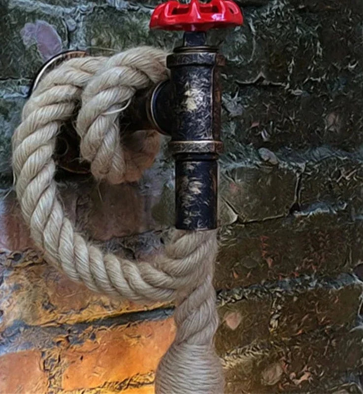 RusticGlow – Hemp Rope Wall Lamp in Industrial Style – Vintage Wall Lighting