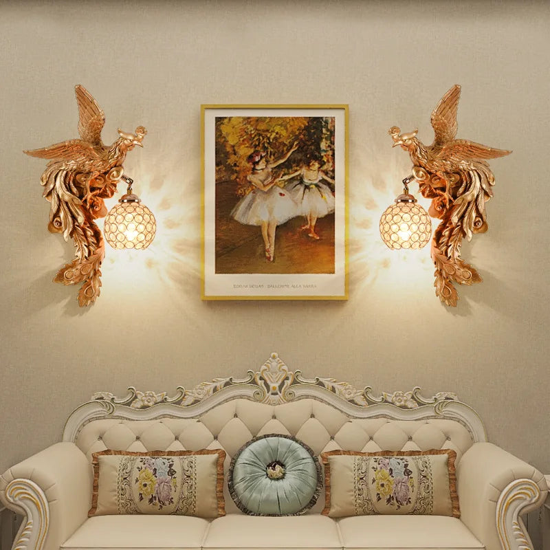 LuxeFlame - Lampada da parete Draken Phoenix | Illuminazione LED mistica