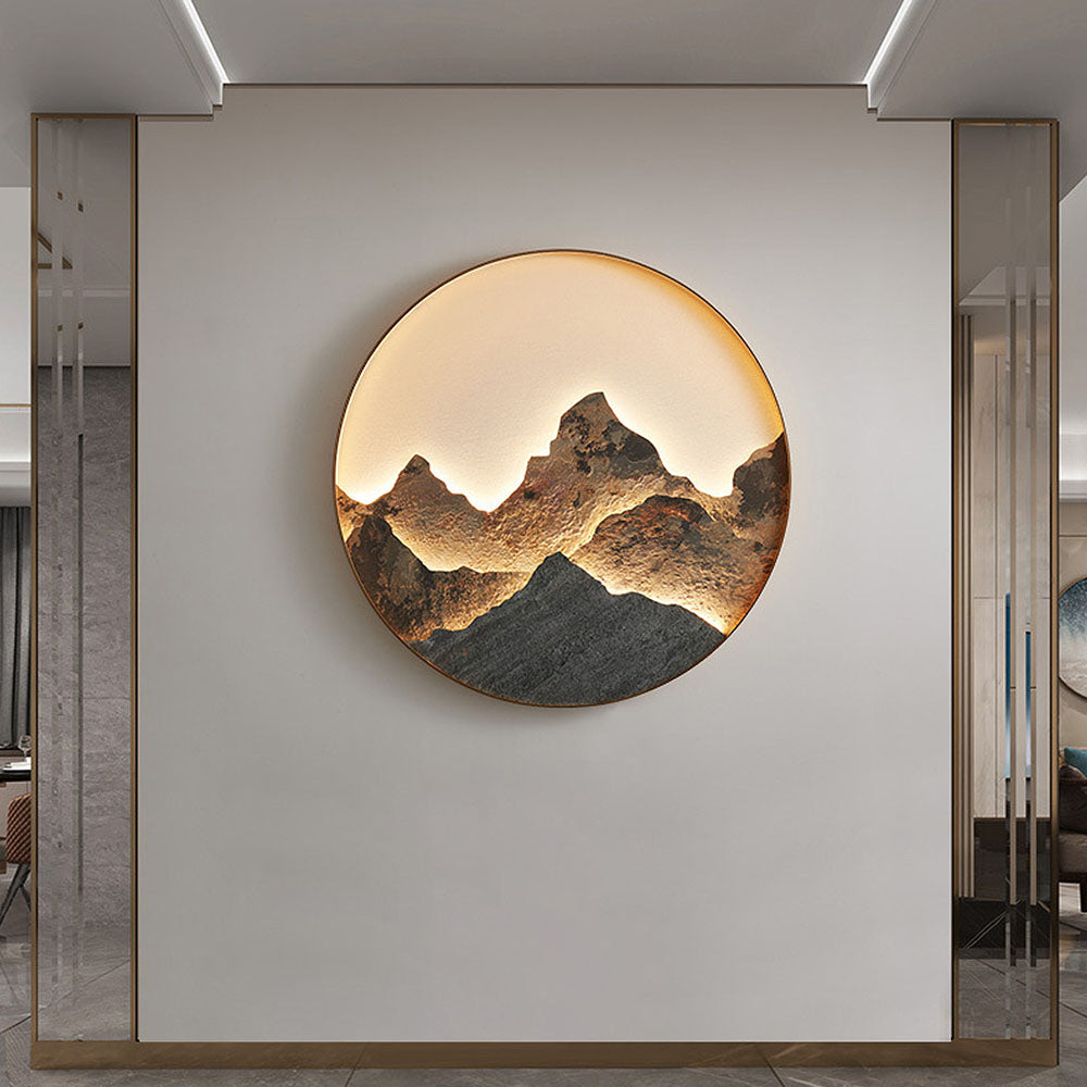 Chinese Style Mountain Round LED Wall Light