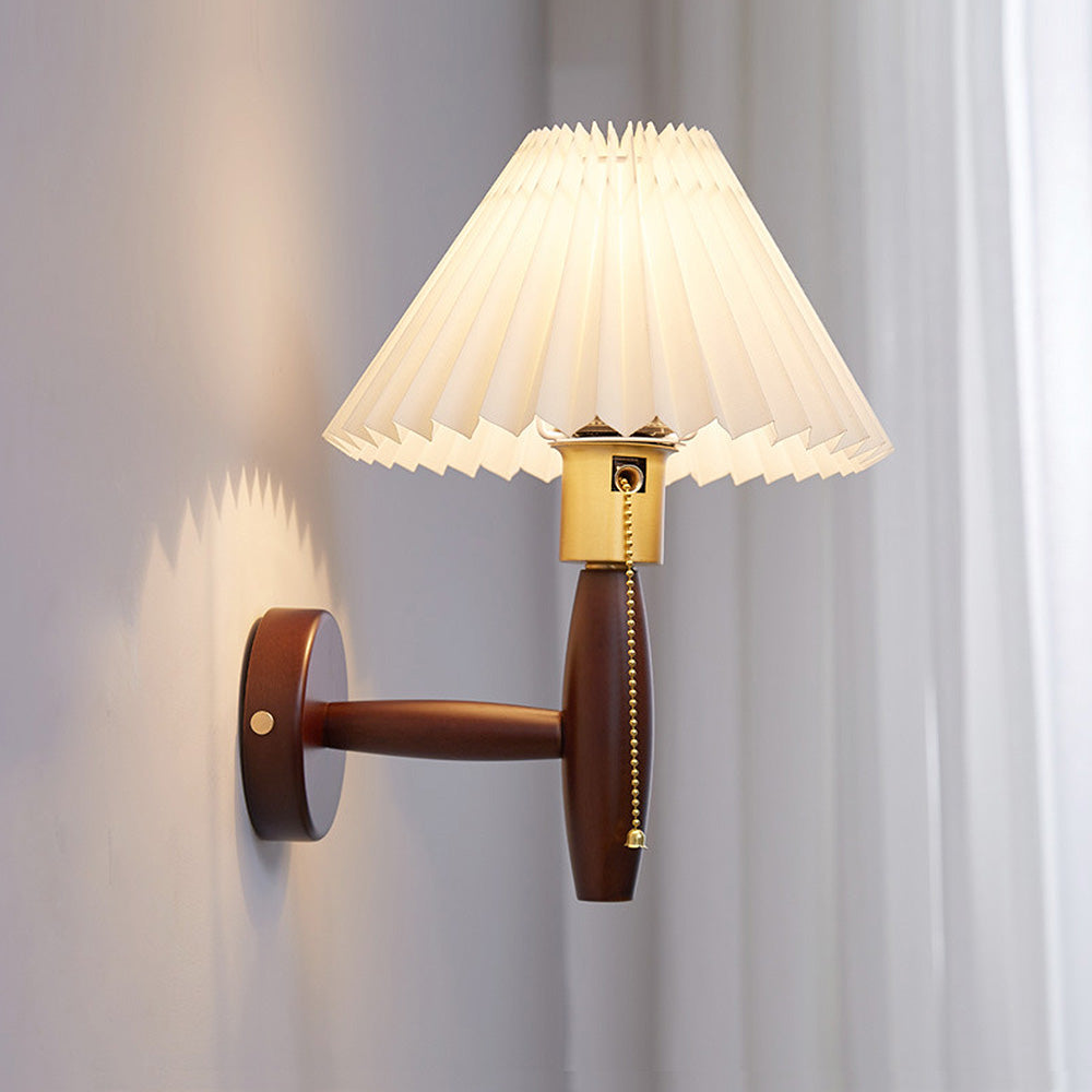 Classic Walnut Wood Folding Hood Wall Lamp