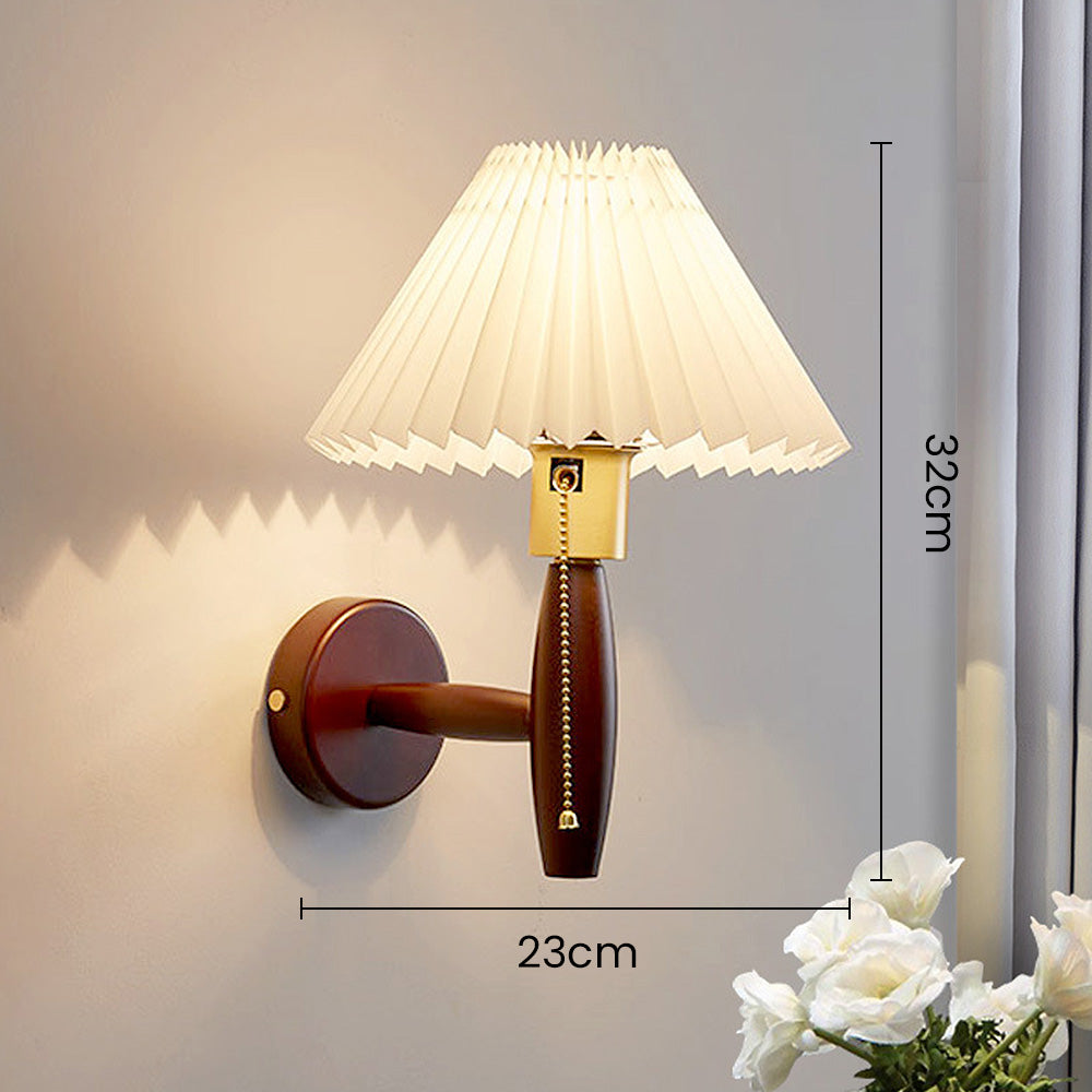 Classic Walnut Wood Folding Hood Wall Lamp