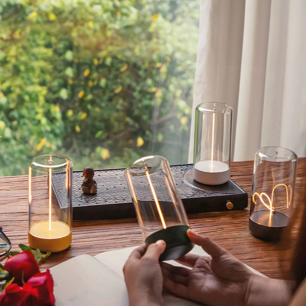 Moderna lámpara de mesa mini de acrílico transparente magnético