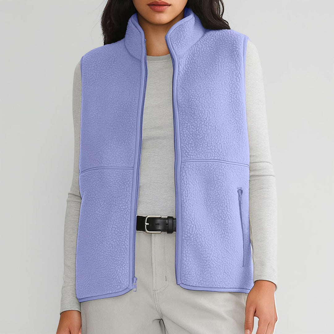 Colete de Senhora Sem Mangas com Fecho Preto Casual Superior