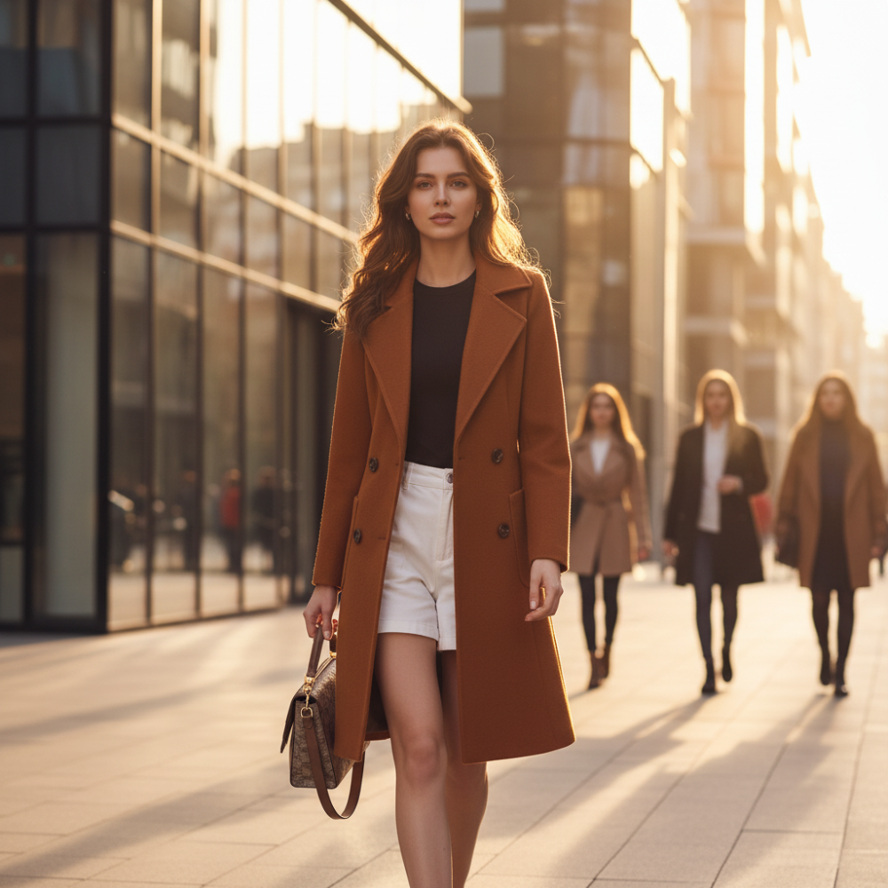 Casaco de Inverno Feminino Estilo Longo Uso Urbano