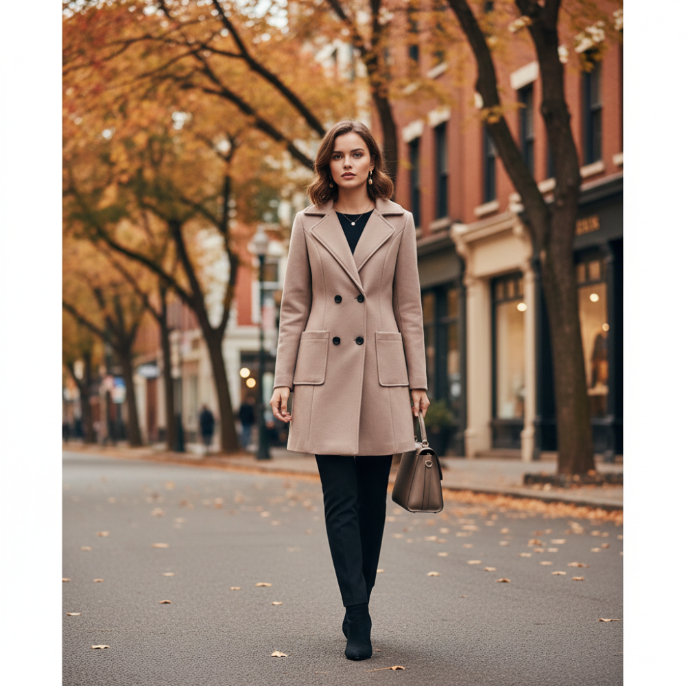 Casaco de Inverno Feminino Estilo Longo Uso Urbano