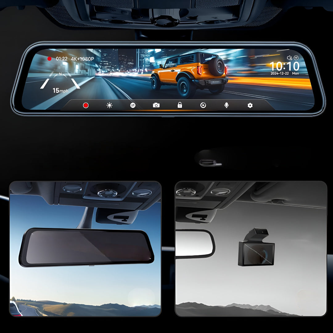 Câmara de Espelho Retrovisor com Gravação 4K para Automóvel