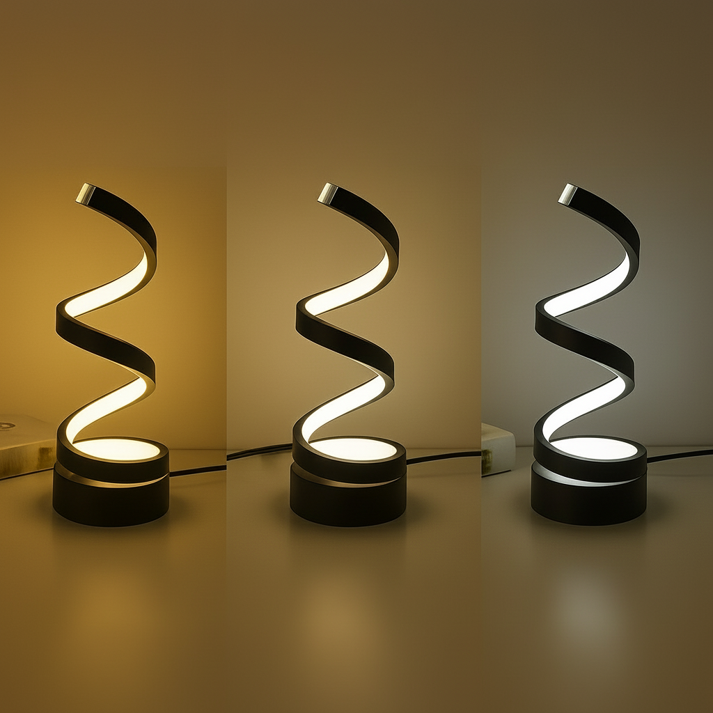 Dimmable LED Table Lamp Modern Spiral Design for Home Decor 2