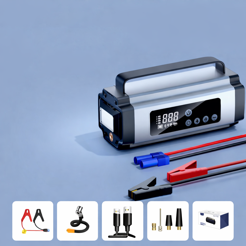 Arrancador Portátil para Automóveis Compressor de Ar Função de Carregamento