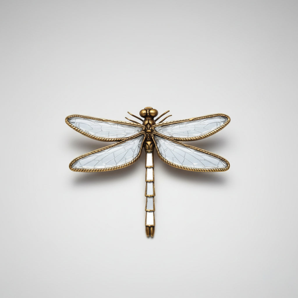 Decoração de Parede Espelho Libélula Retro Metal Sala de Estar