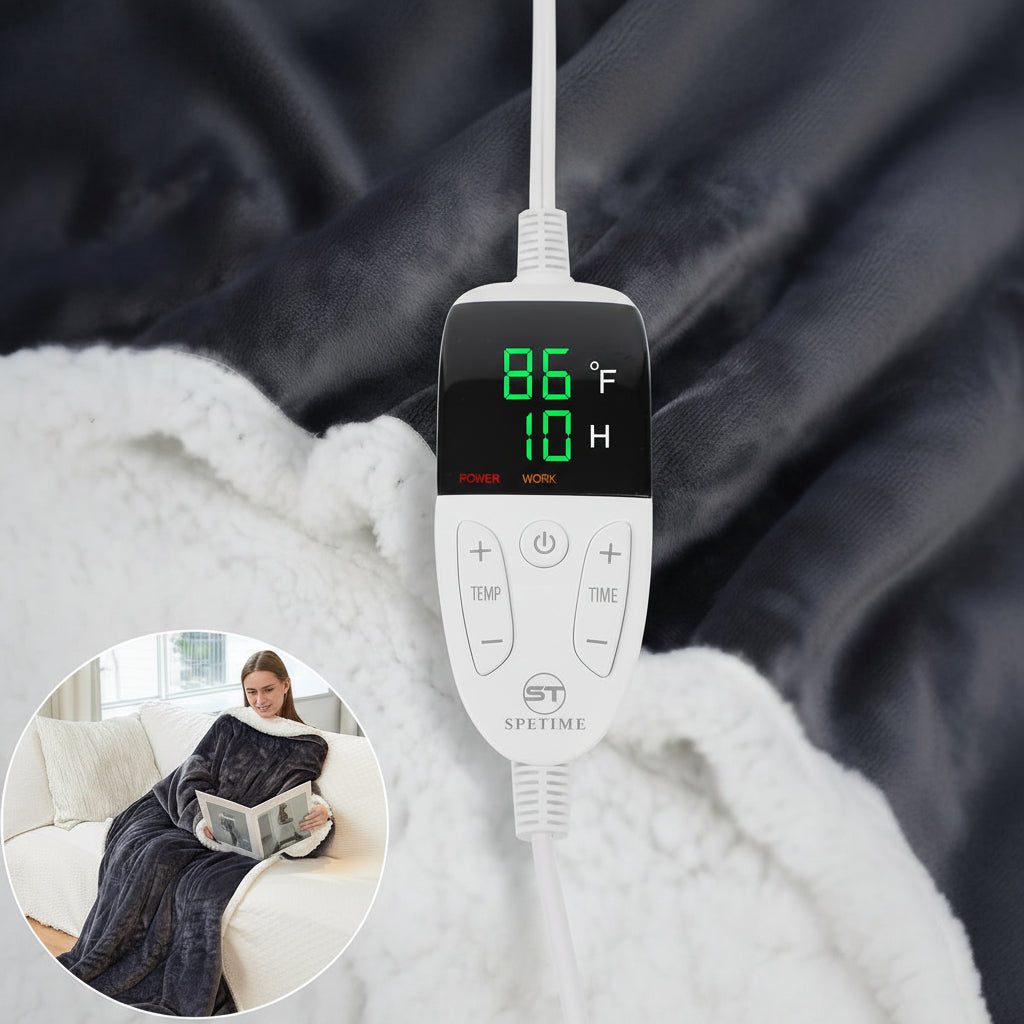 Elektrische Deken Verwarmd Sherpa Fleece Draagbare Warmtedeken