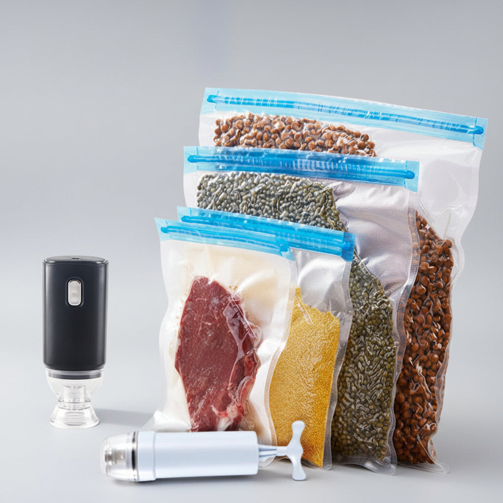 Sacos a Vácuo para Alimentos Conjunto Reutilizável Bomba Elétrica