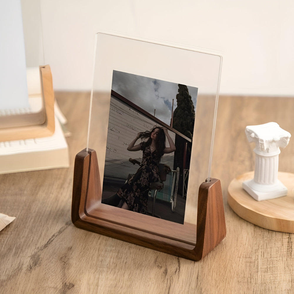 Moldura de Mesa Acrílica Madeira Maciça Forma U Moderna