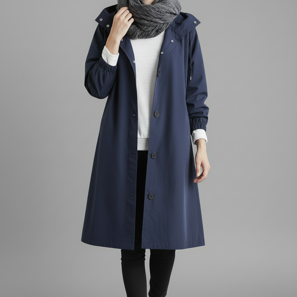 Dames Trenchcoat Waterdicht Lange Jas Capuchon Herfst Winter