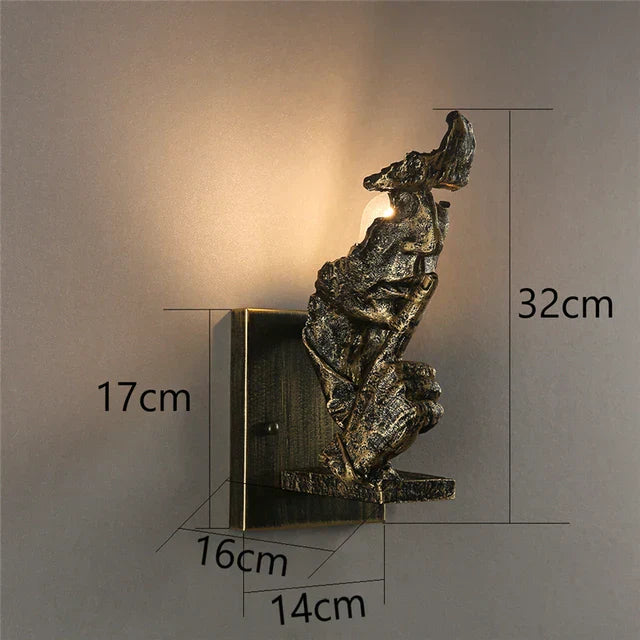 GoldenGaze - Lámpara de pared Art Deco moderna con diseño de rostro dorado