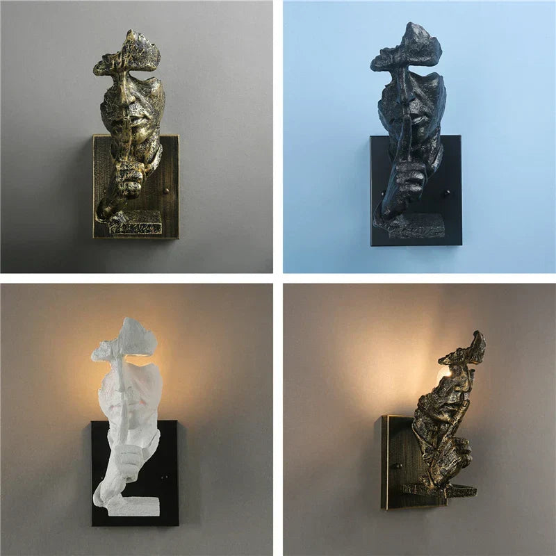 GoldenGaze - Lámpara de pared Art Deco moderna con diseño de rostro dorado