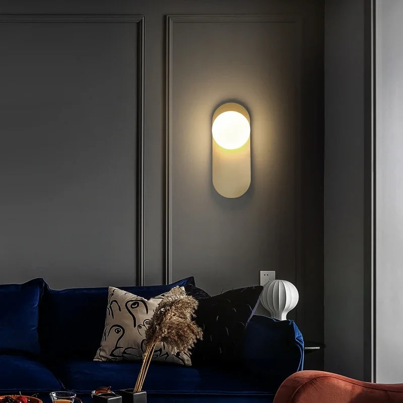GlowSphere - Lámpara de pared LED moderna con esfera de vidrio para sala de estar y pasillo