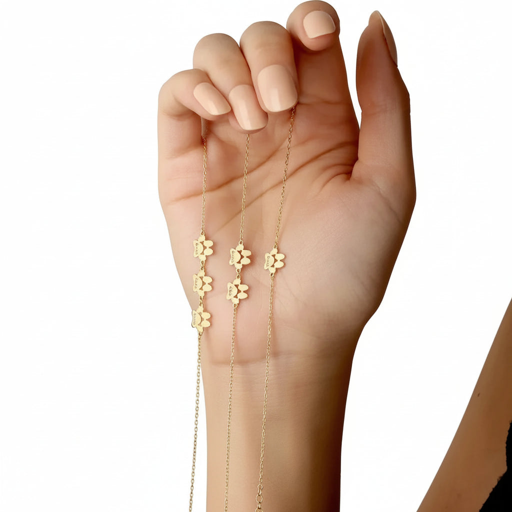 Braçadeira Pegada Personalizada Minimalista Aço Inoxidável