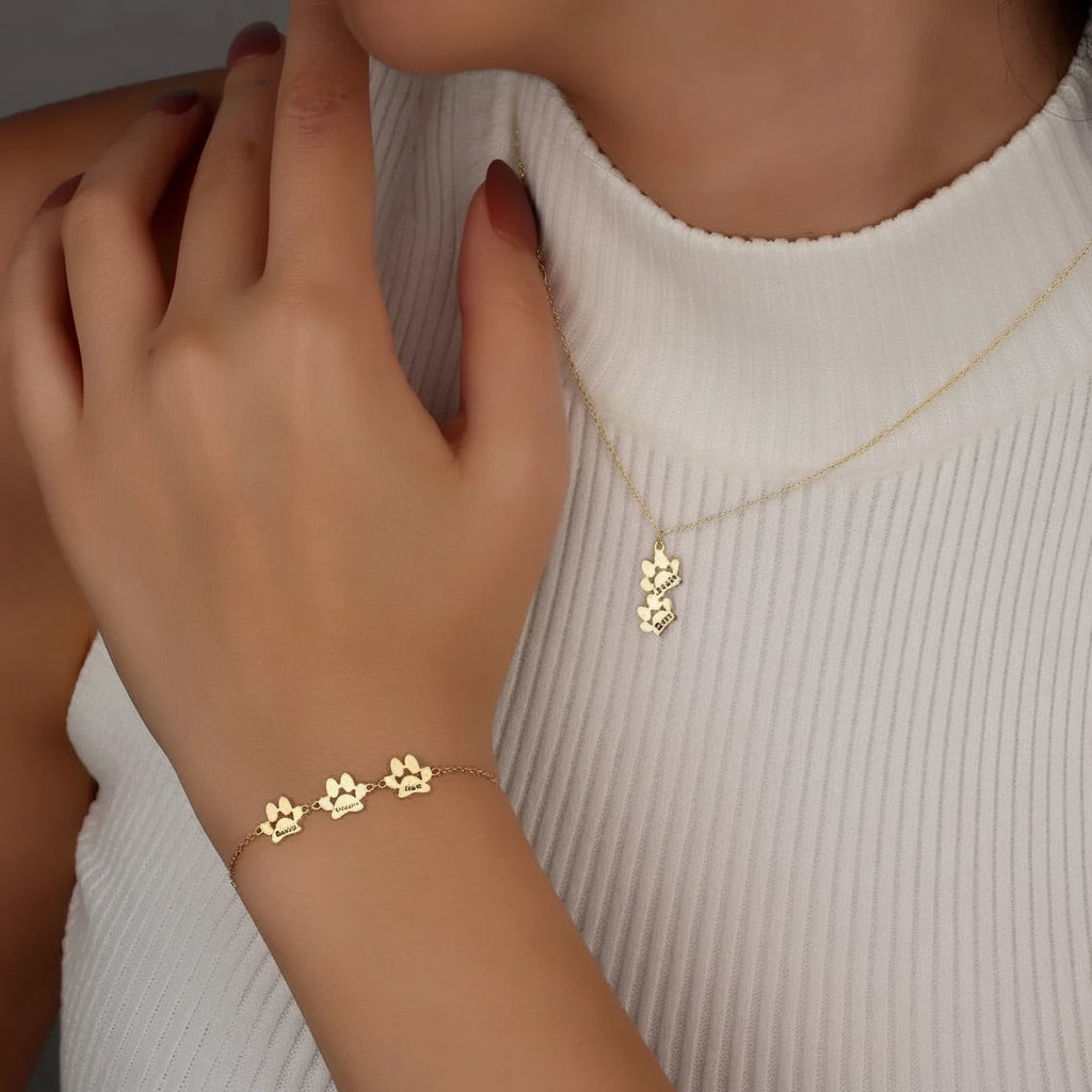 Braçadeira Pegada Personalizada Minimalista Aço Inoxidável