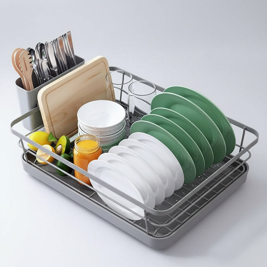 Prateleira de Drenagem para Louça Compacta em Aço Inoxidável para Cozinha