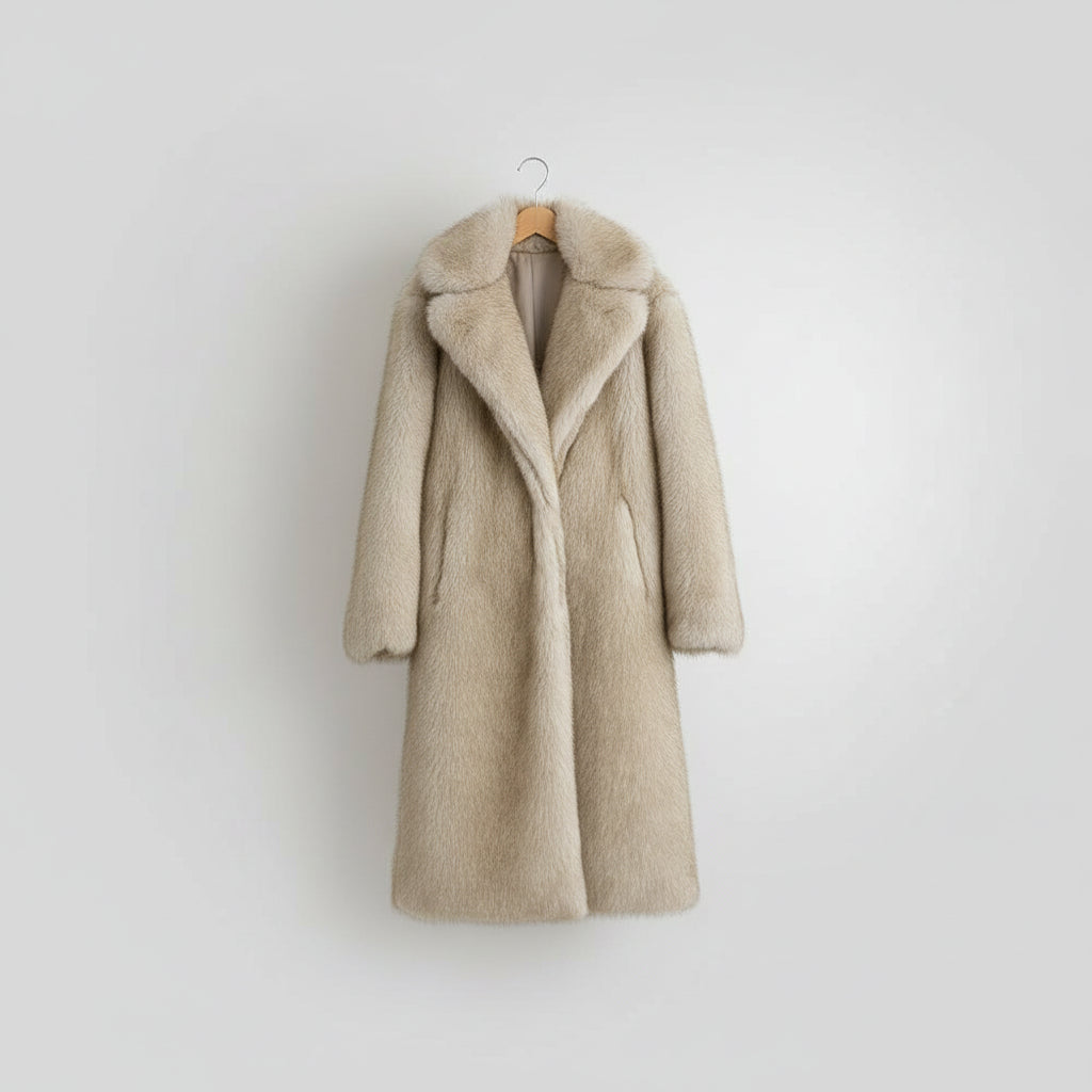 Womens Teddy Faux Fur Long Winter Coat Lapel