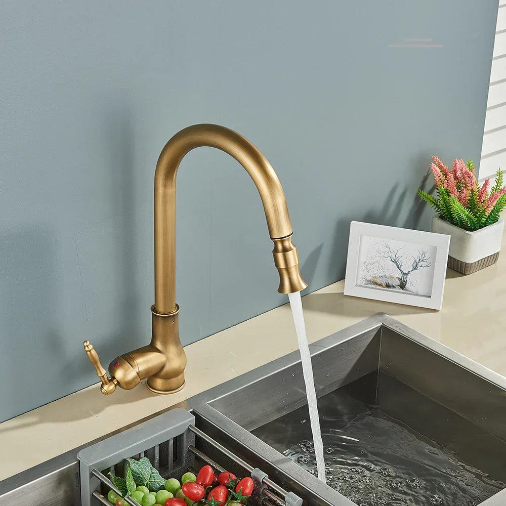 RetroFlow – Antique Brass Kitchen Faucet