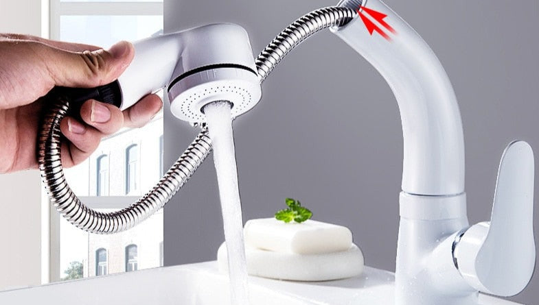 Retractable Lift for the Bathroom Brass Mixer Tap