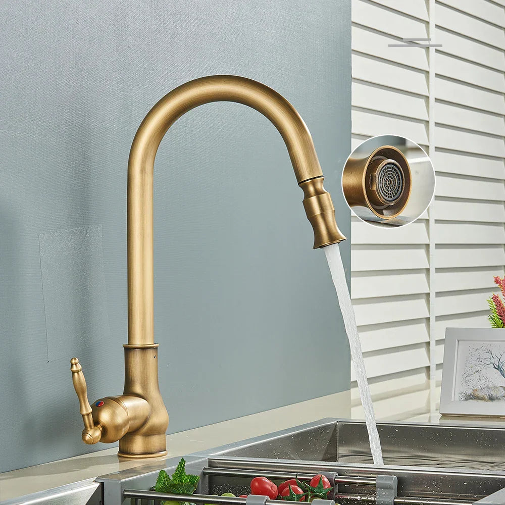 RetroFlow – Antique Brass Kitchen Faucet