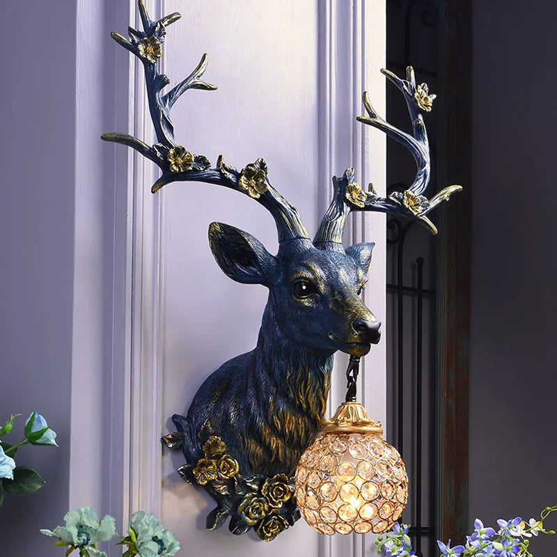 DeerCharm - Rustieke Wandlamp met Kristalglas Vintage Verlichting