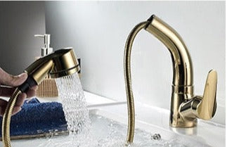 Retractable Lift for the Bathroom Brass Mixer Tap