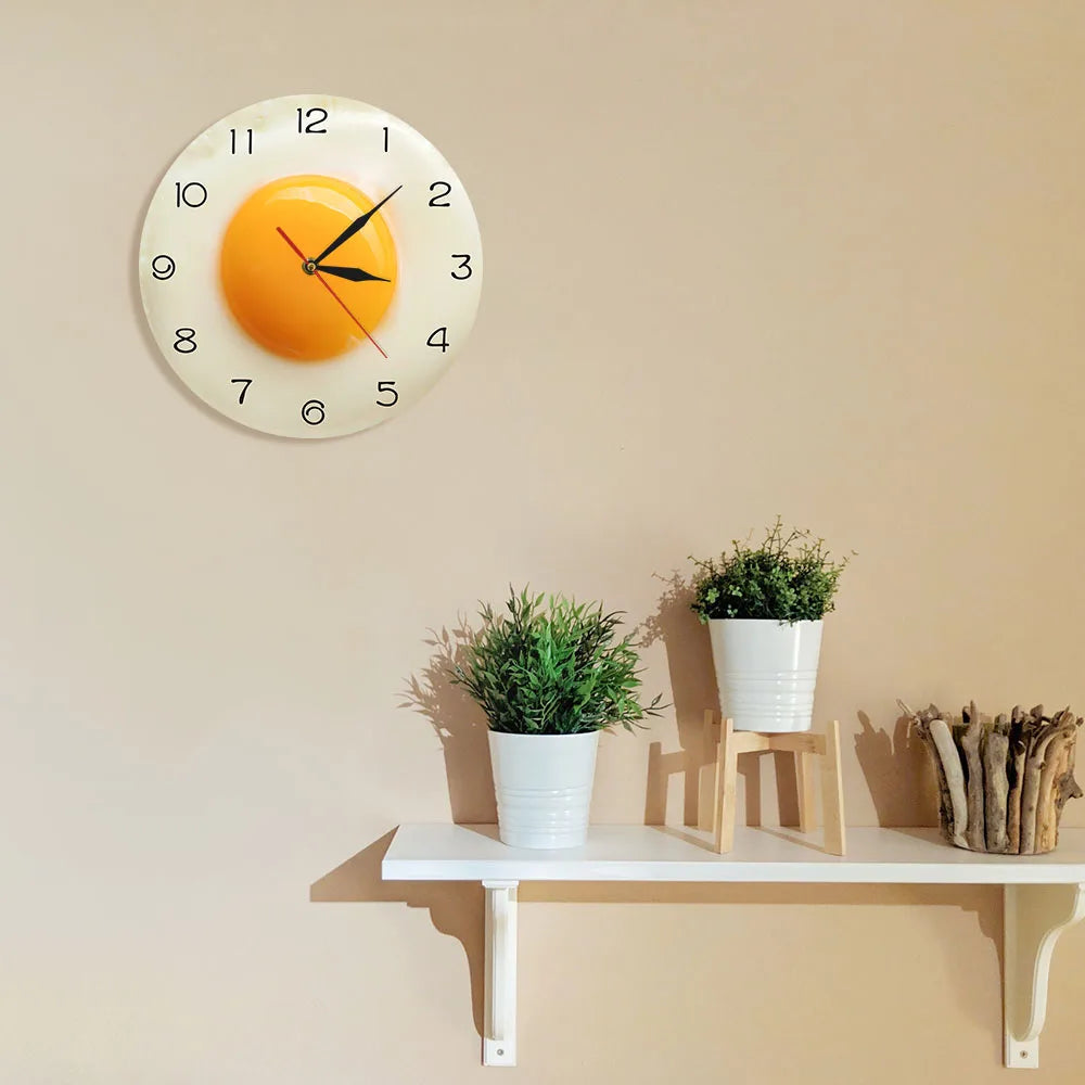 SunnySide - Reloj de pared de cocina con diseño 3D de huevo frito