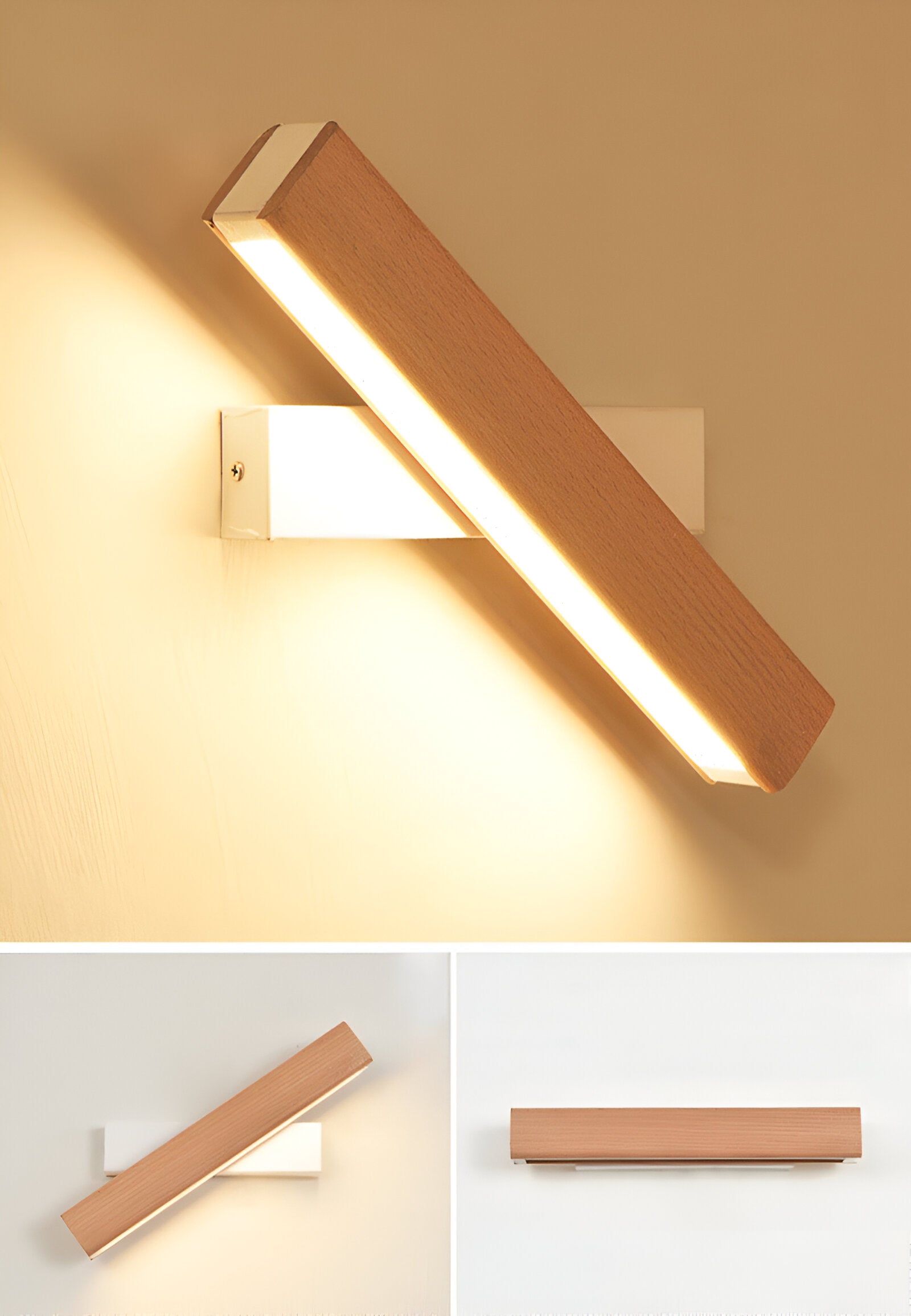 Lampada da parete TwistLED - Lampada da parete LED rettangolare in legno girevole a 360°