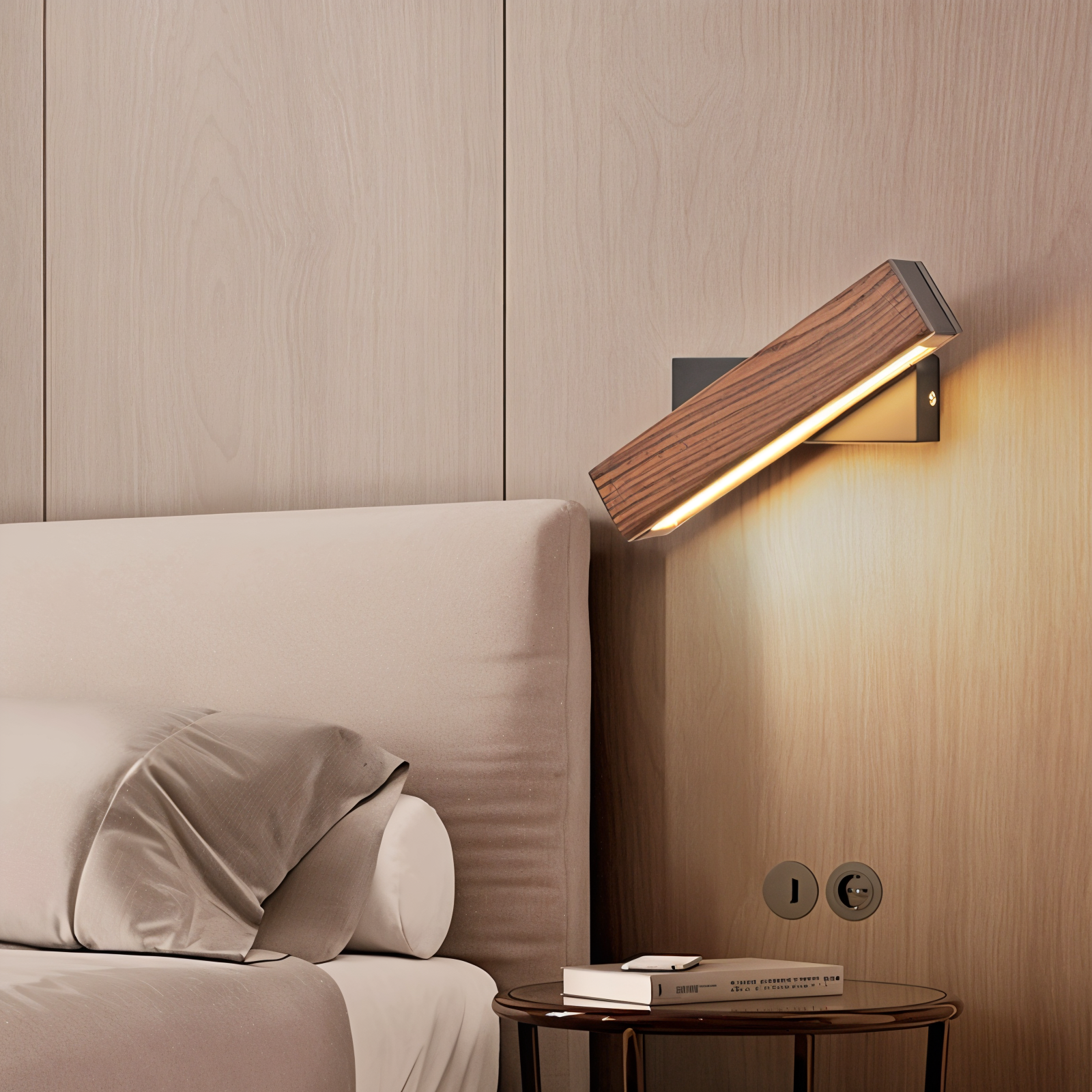 Lampada da parete TwistLED - Lampada da parete LED rettangolare in legno girevole a 360°