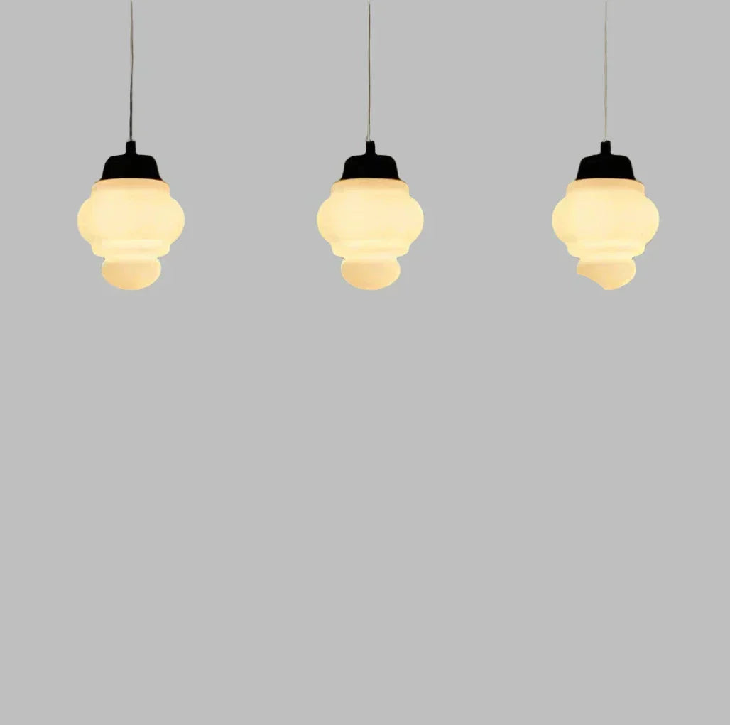 FrostGeo - Vintage Geometric Pendant Lamp made of Matte Glass for Dining Room and Living Room