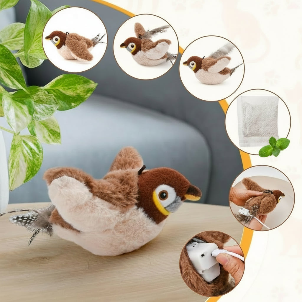 Interactive Cat Toy Bird with Realistic Sounds and Flapping Action 1