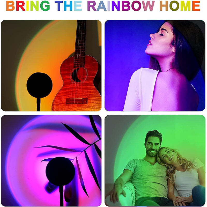 Proyector de lámpara atardecer - Lámpara nocturna LED con 16 colores RGB y rotación de 360°