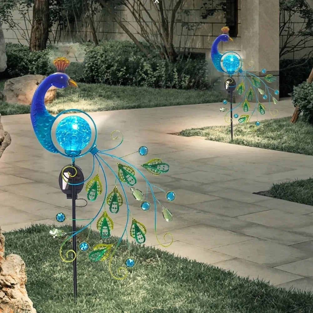 LumiPauw - Solar Garden Lamp Peacock – LED Decorative Lantern for Atmospheric Outdoor Lighting