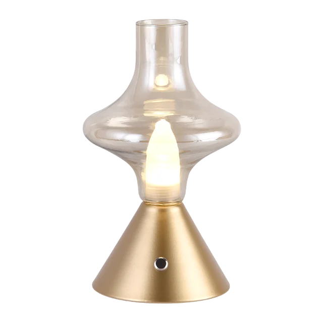 RomanticGlow - Glazen Tafellamp met Dimbare LED – Stijlvolle Nachtlamp