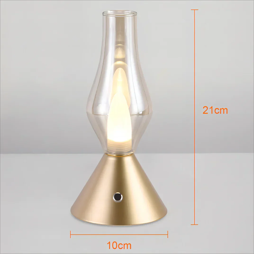 RomanticGlow - Glazen Tafellamp met Dimbare LED – Stijlvolle Nachtlamp
