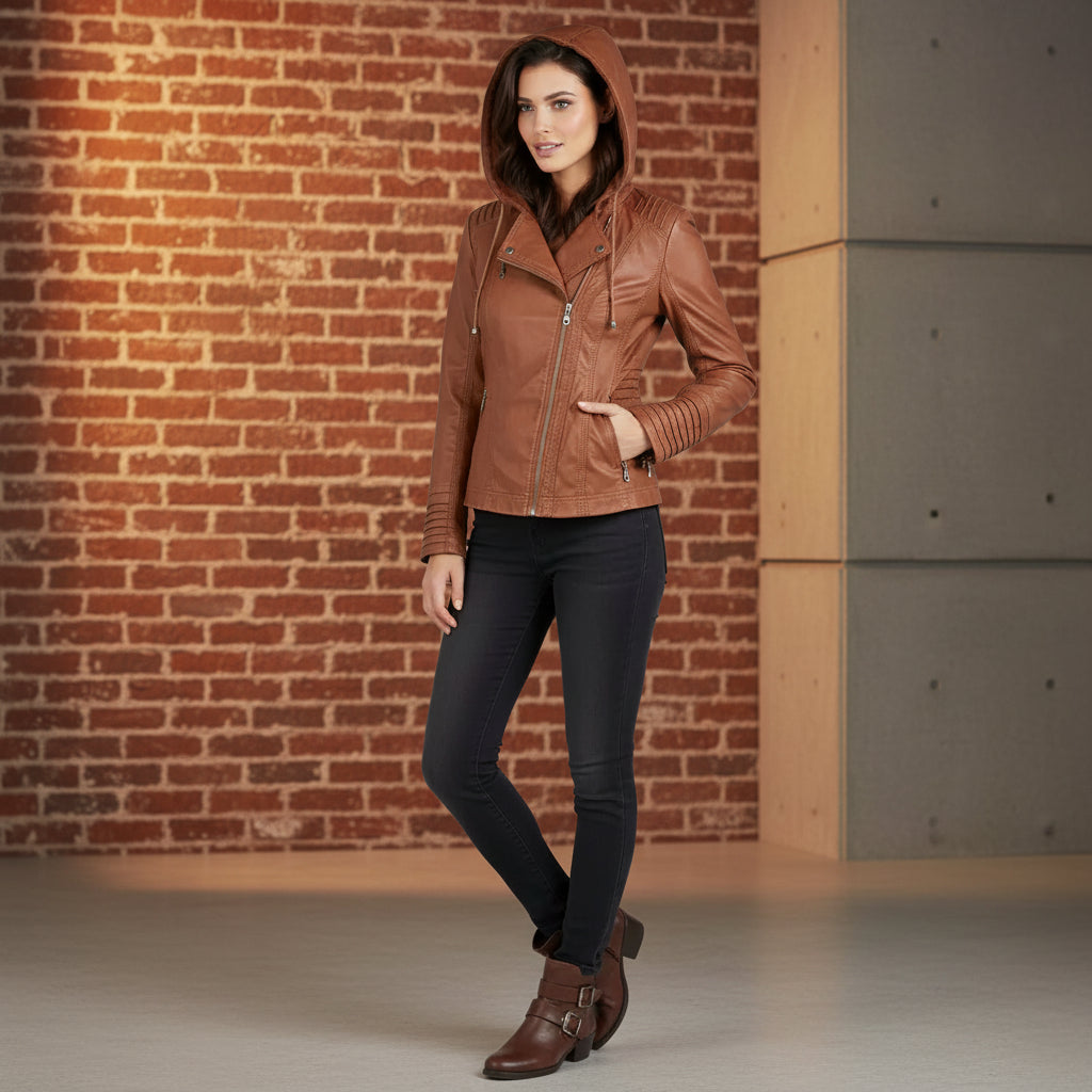 Casaco de imitação de pele para senhora com capuz Estiloso Confortável