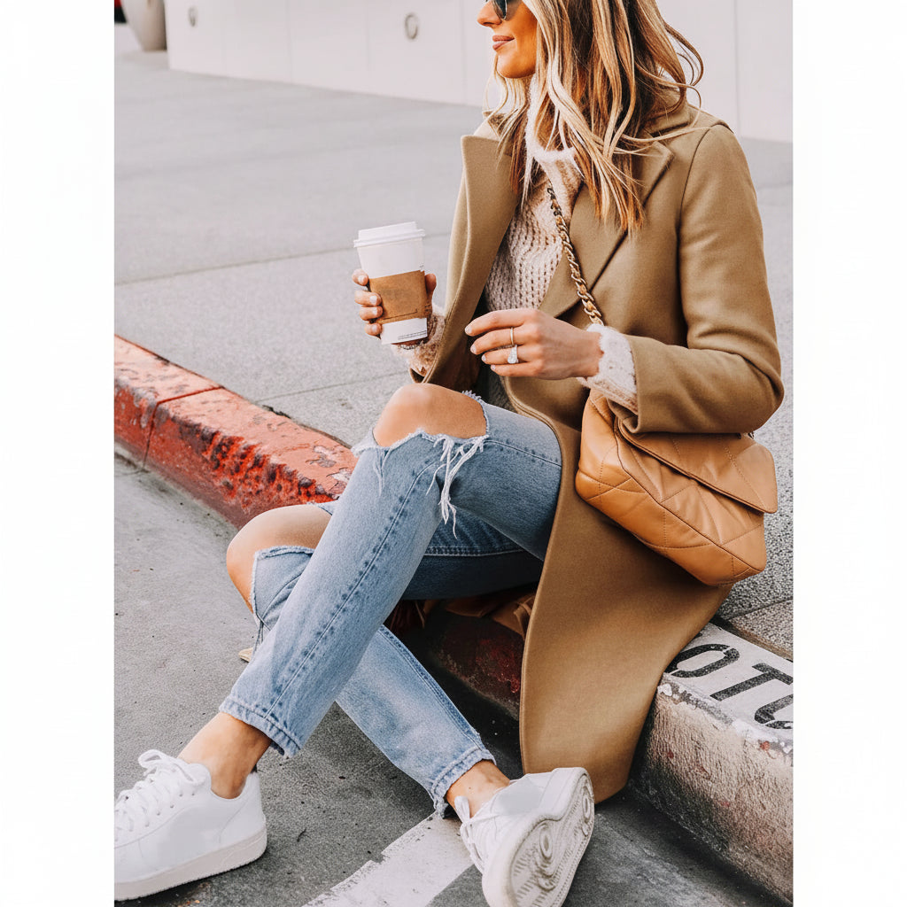 Dames Winterjas Lange Slim Fit Overcoat Kraag