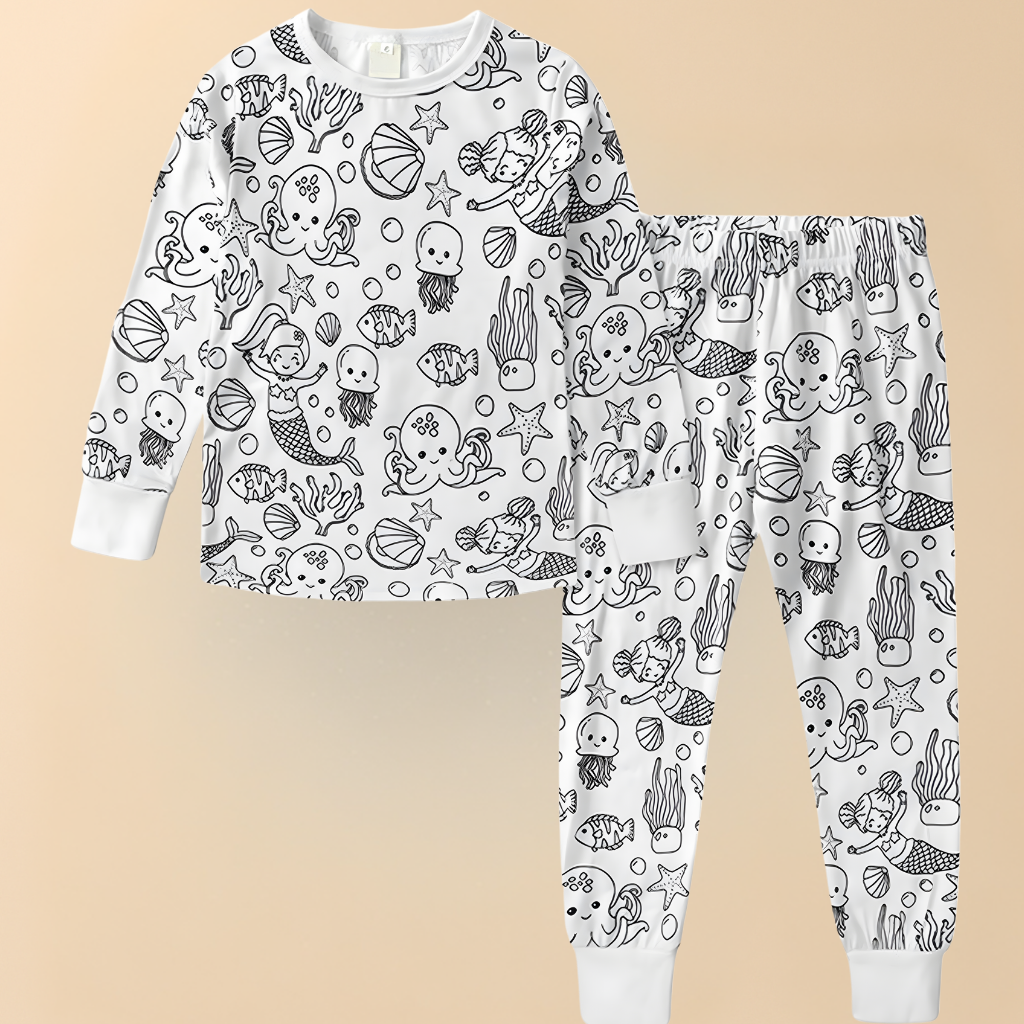 Kids Cotton Pajamas Set Christmas DIY Design Fun Sleepwear 10
