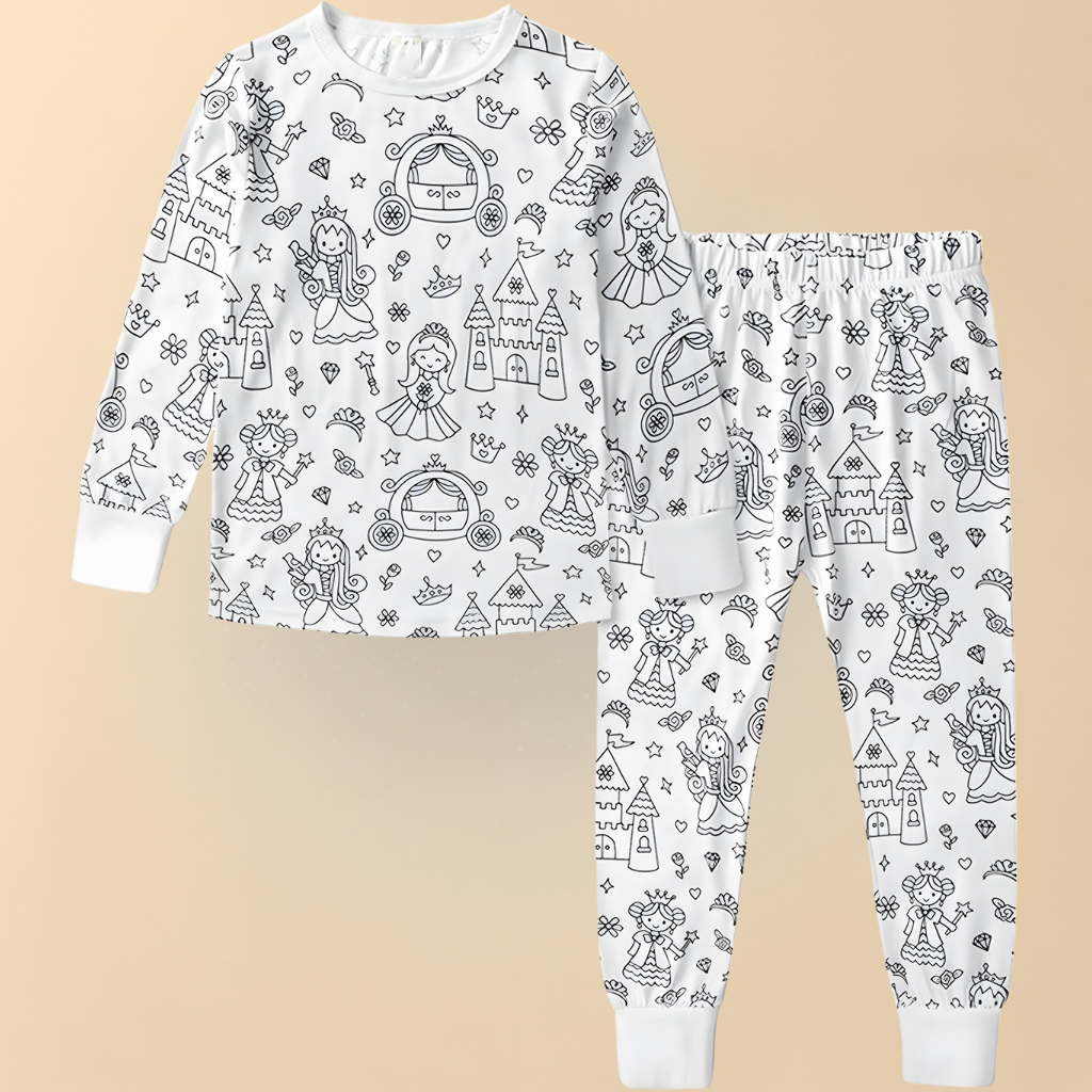 Kids Cotton Pajamas Set Christmas DIY Design Fun Sleepwear 12