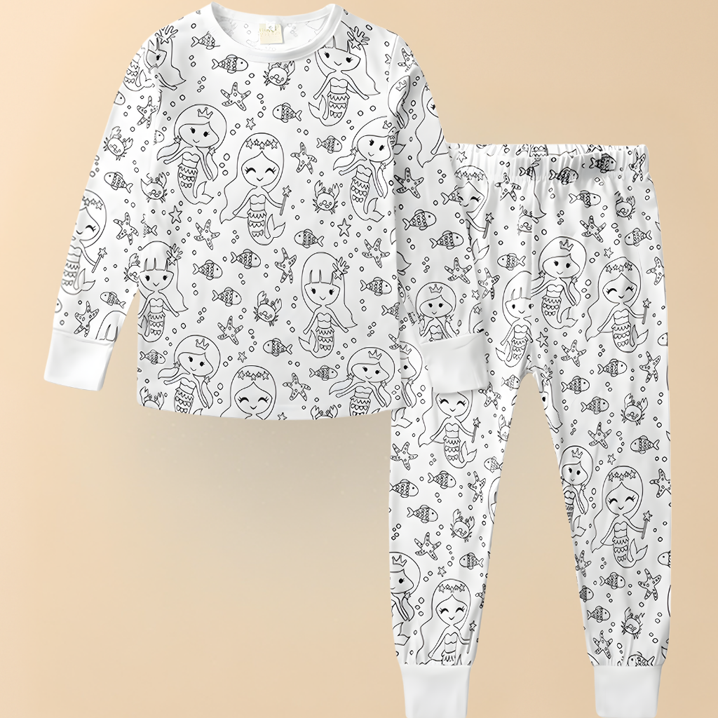 Kids Cotton Pajamas Set Christmas DIY Design Fun Sleepwear 8