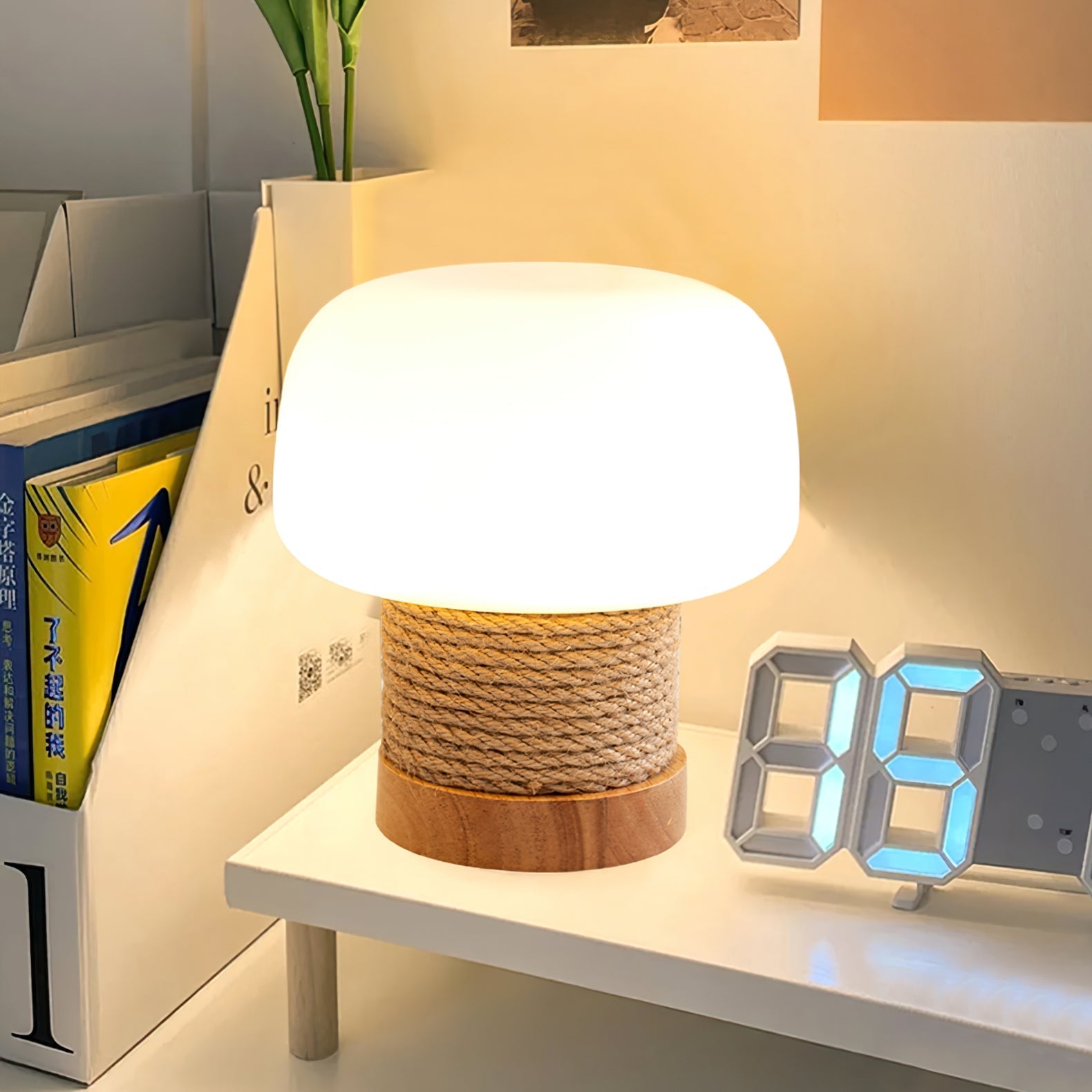 LumiWood - Moderne Tafellamp met Houten Basis