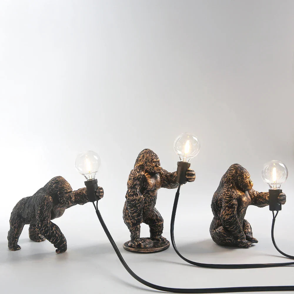 GorillaLux - Unieke Gorilla Tafellamp | Moderne Dierenlamp met Warme LED Verlichting